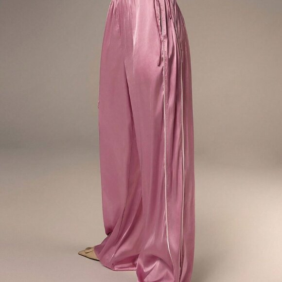 Pink Contemporary Women's Satin Pants - Picture 1 of 5